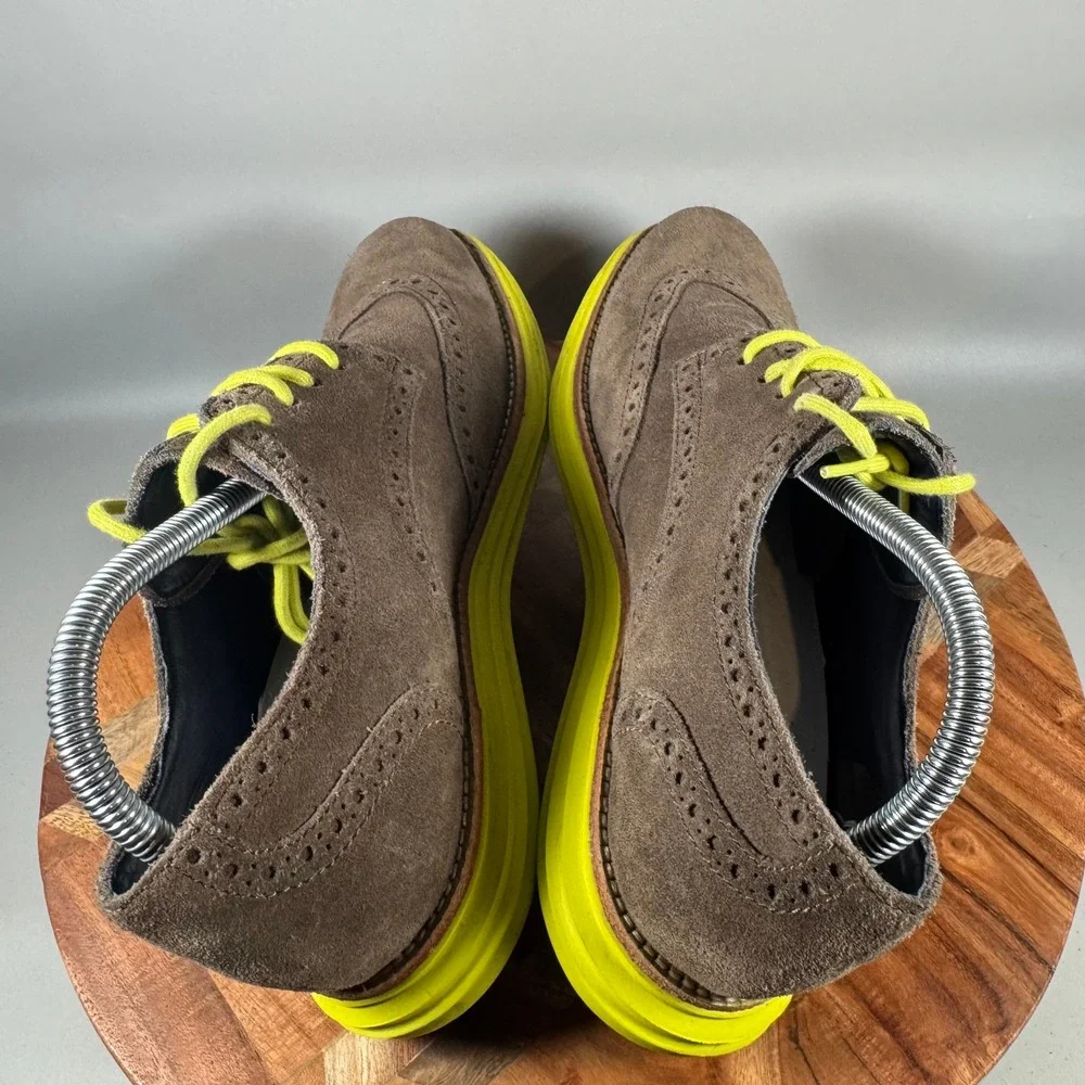 Cole Haan Lunargrand Wingtip Brown Suede Yellow Lunarlon Mens 8.5 C11096